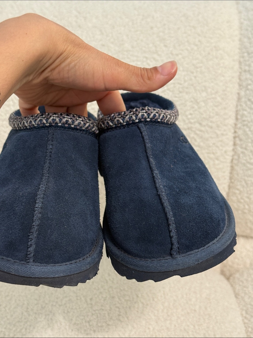 UGG Kids Dark Navy Suede Slip-On Clogs - Picture 13 of 13
